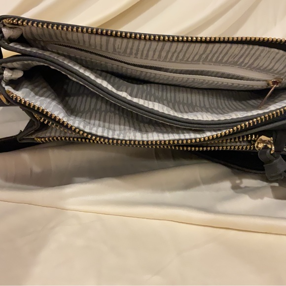 (Sold) Dark Iron Grey Faux suede Crossbody bag - Picture 5 of 9